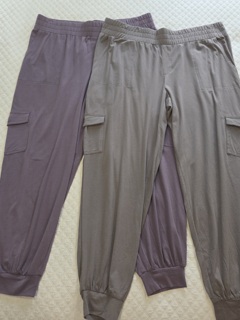 AnyBody Cozy Knit Cargo Joggers Size XL Lot of 2 Grey & Purple
